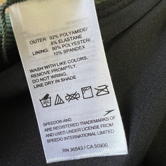 NWT Speedo Micro Ribbed Crossback One Piece Swimsuit High Cut Bottle Green L - Picture 9 of 11